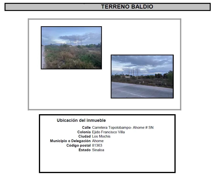 TERRENO CARRETERA TOPOLOBAMPO